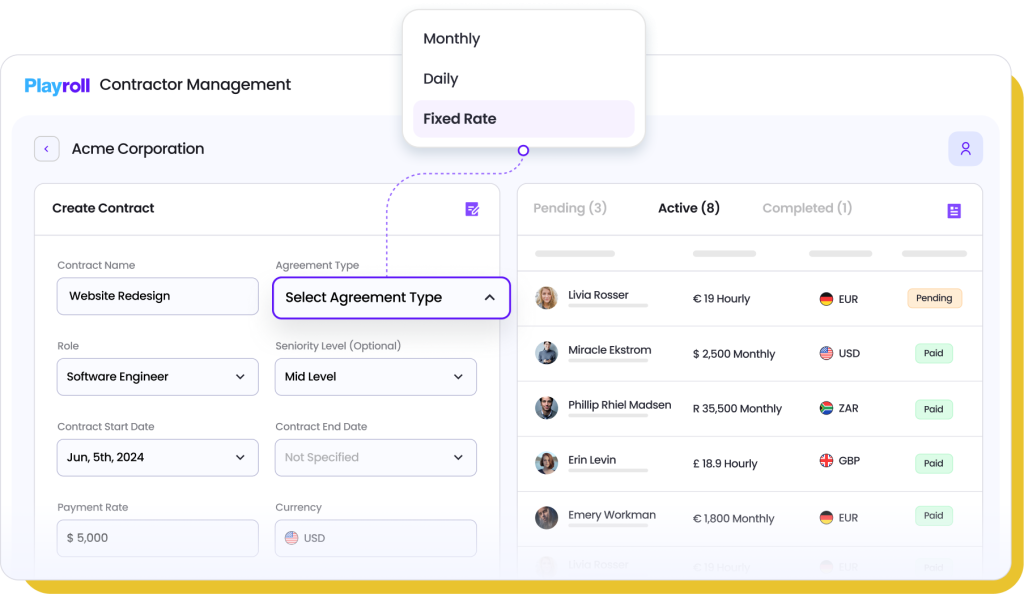 Playroll Contractor Management